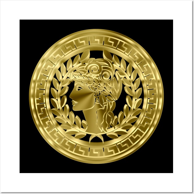 Gold Aesthetic Greek Logo Design Wall Art by DankFutura